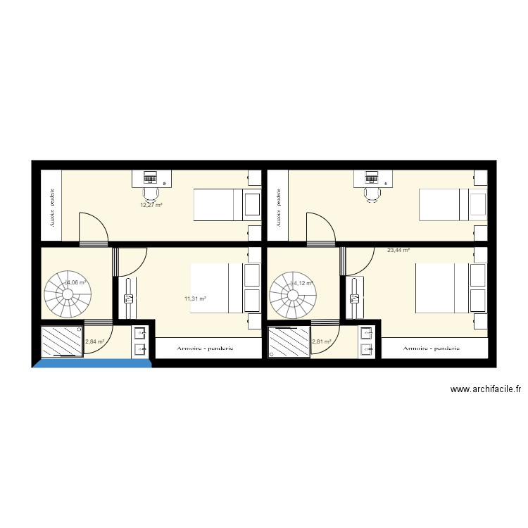 duplex aménagé. Plan de 0 pièce et 0 m2