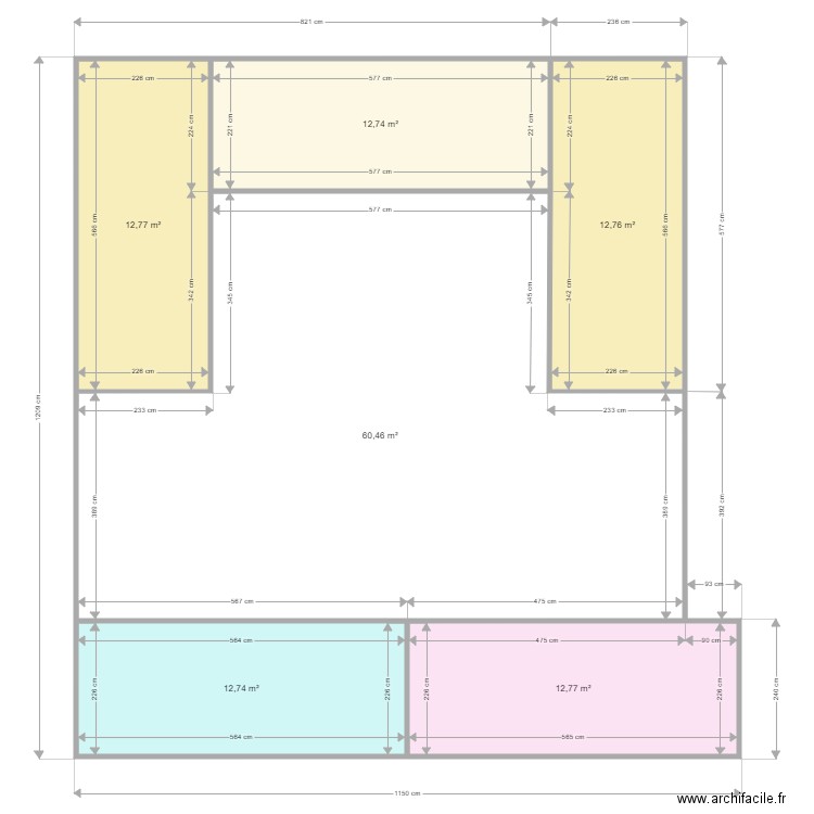 plan en u. Plan de 0 pièce et 0 m2