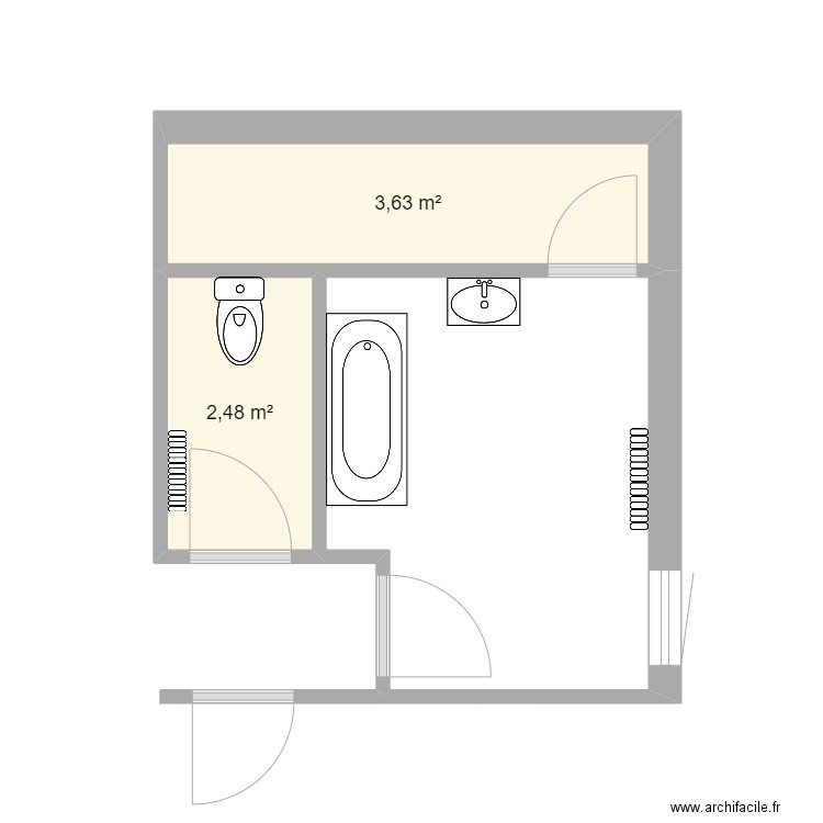 SDB Bouffry 2e étage. Plan de 0 pièce et 0 m2