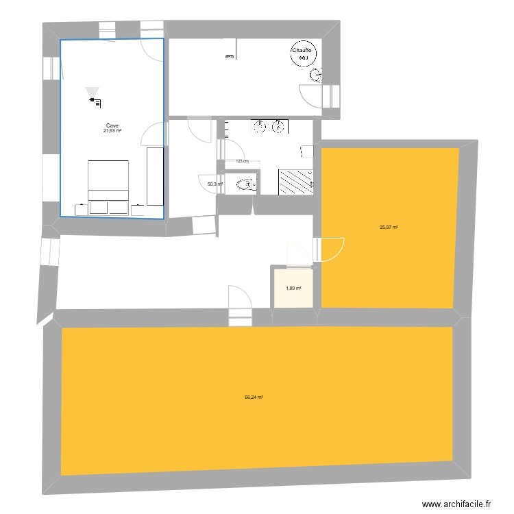 buandrie. Plan de 5 pièces et 166 m2