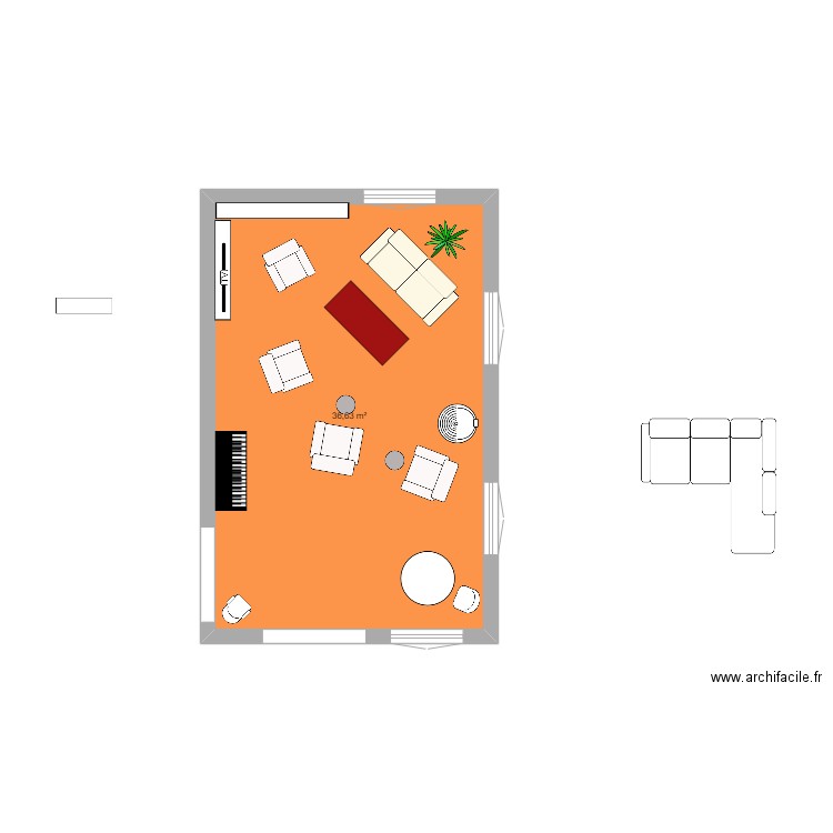 SALON 4. Plan de 1 pièce et 37 m2