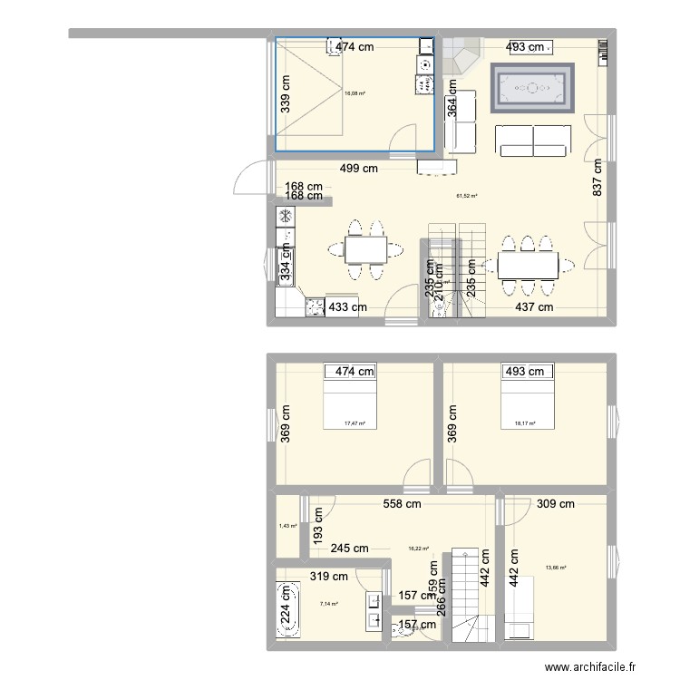 Le puy. Plan de 10 pièces et 155 m2