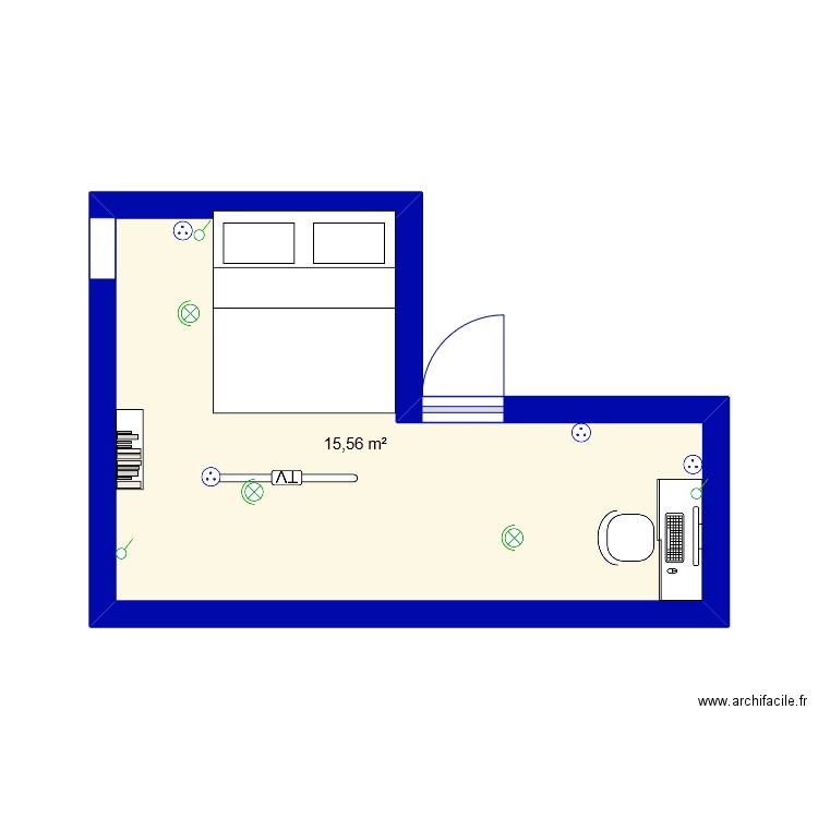 espagnol3d. Plan de 1 pièce et 16 m2