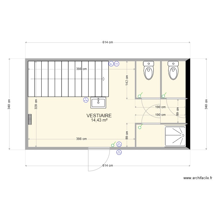 vestiaire. Plan de 0 pièce et 0 m2