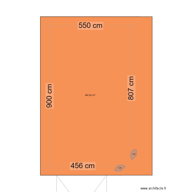 garage. Plan de 1 pièce et 49 m2