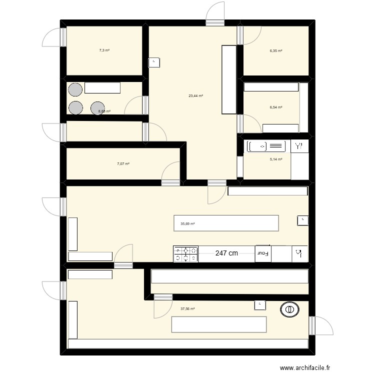 ATELIER TRANSFO VIANDE. Plan de 9 pièces et 138 m2