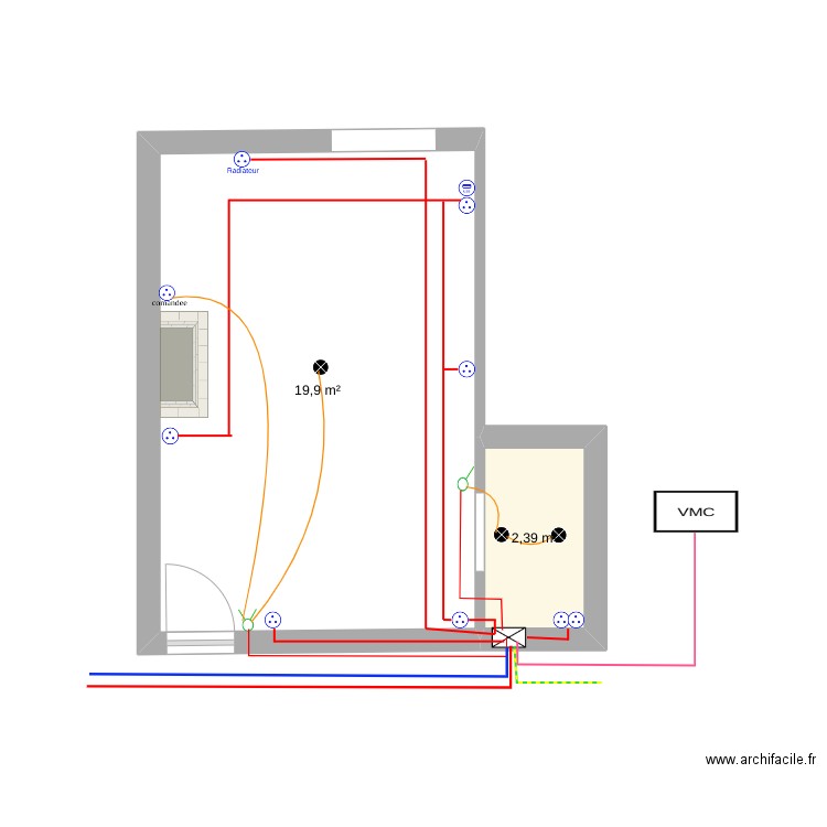 &uyftydrtse. Plan de 2 pièces et 22 m2