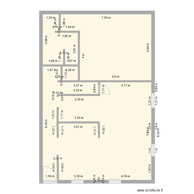 rdc abaucourt sans meuble. Plan de 4 pièces et 115 m2