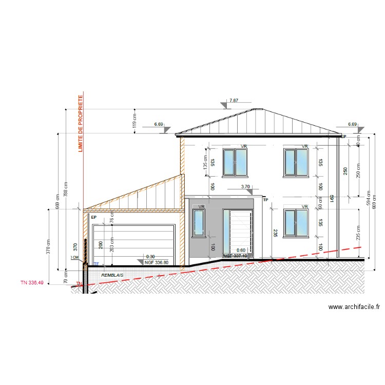 Plan de coupe bon. Plan de 0 pièce et 0 m2