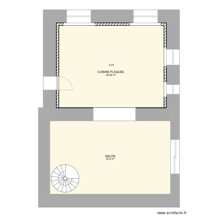 RDC 1. Plan de 3 pièces et 101 m2