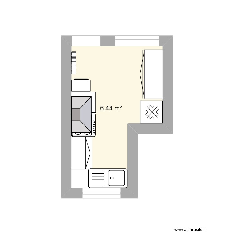 Cuisine 23/03/25. Plan de 1 pièce et 6 m2