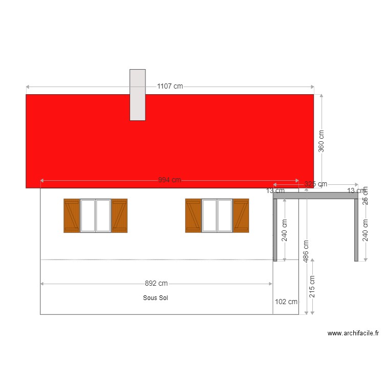 face coté Ouest apres projet. Plan de 0 pièce et 0 m2