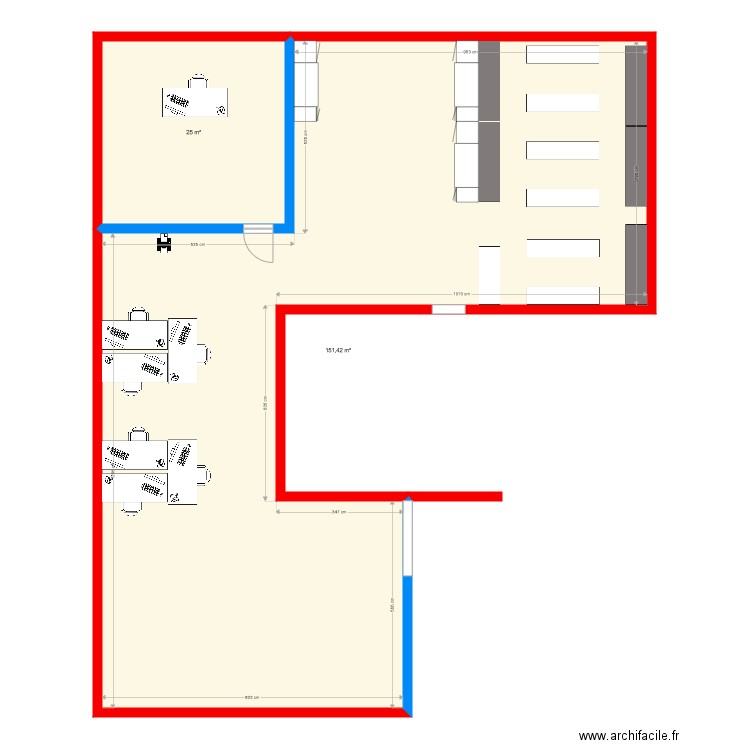 Plan Bureau. Plan de 0 pièce et 0 m2