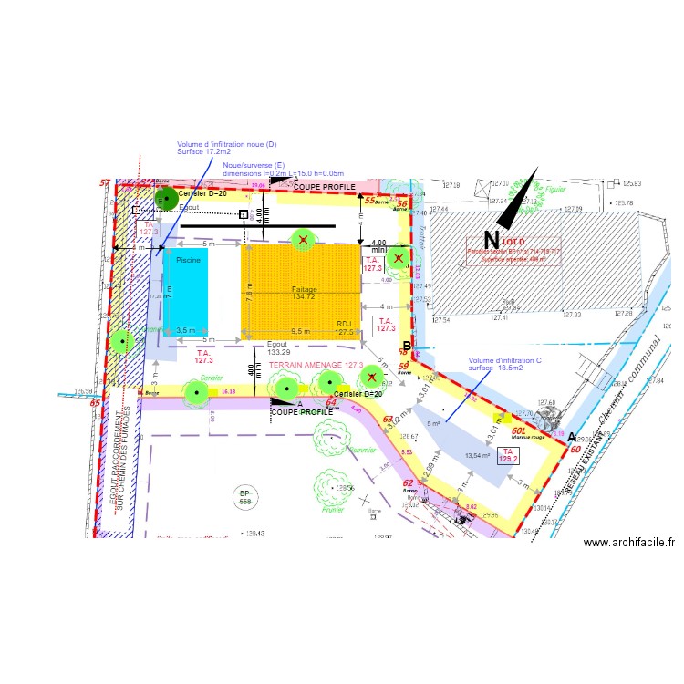 Plan de masse  eaux pluiviales. Plan de 0 pièce et 0 m2