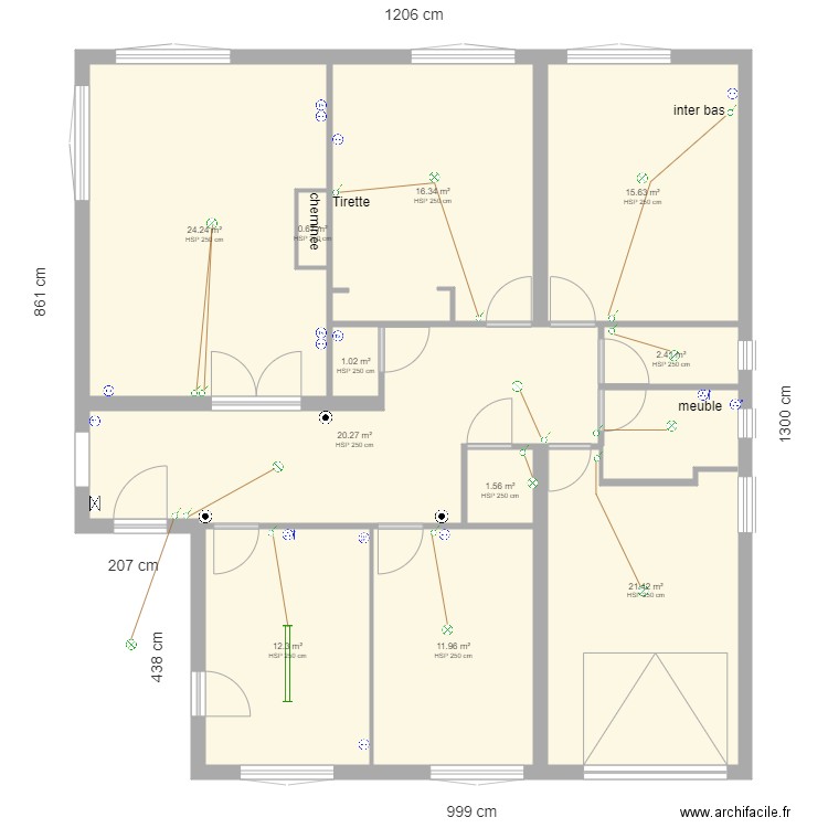 Rodriguez électricité et cotes. Plan de 0 pièce et 0 m2