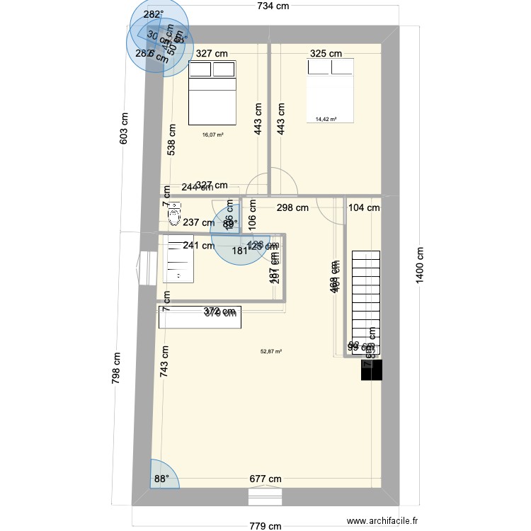 Montpon Menesterol R+2. Plan de 3 pièces et 83 m2