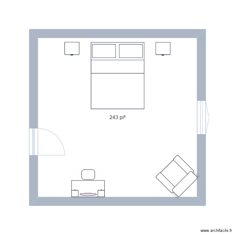 Chambre. Plan de 1 pièce et 23 m2