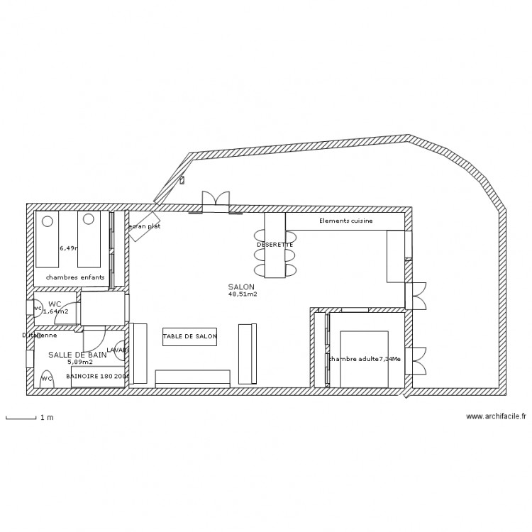 surface du studio 6 modifier. Plan de 0 pièce et 0 m2