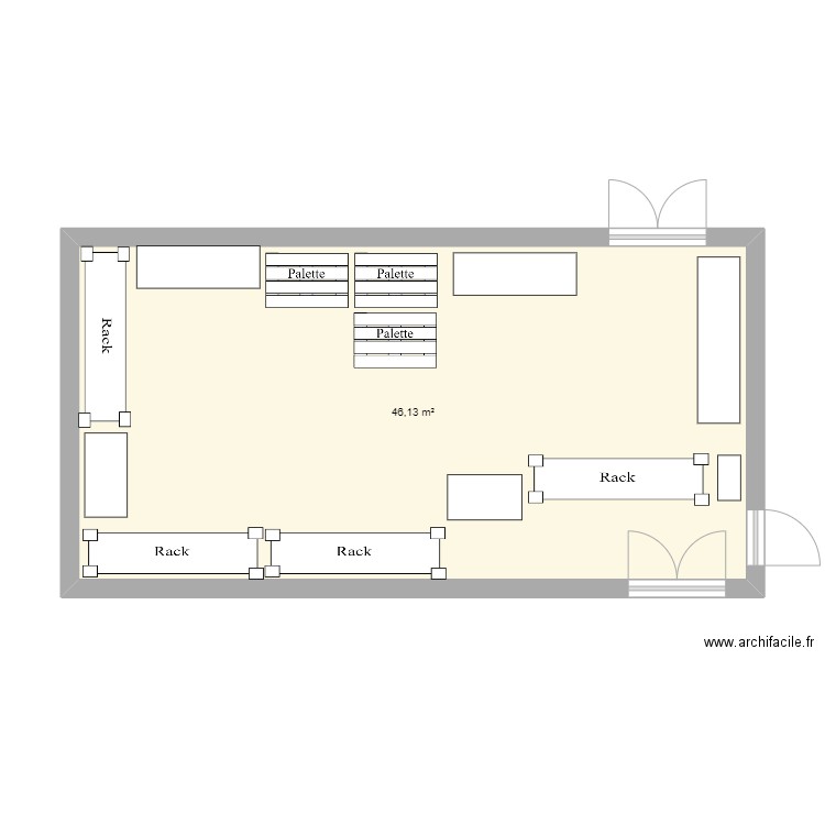 CVC - B22 - E0.01. Plan de 1 pièce et 46 m2