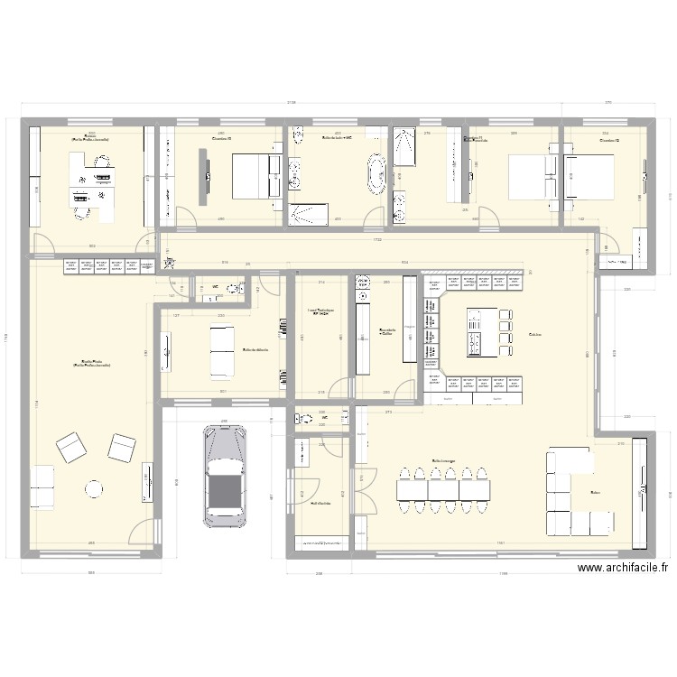 projet hangar 2. Plan de 11 pièces et 345 m2