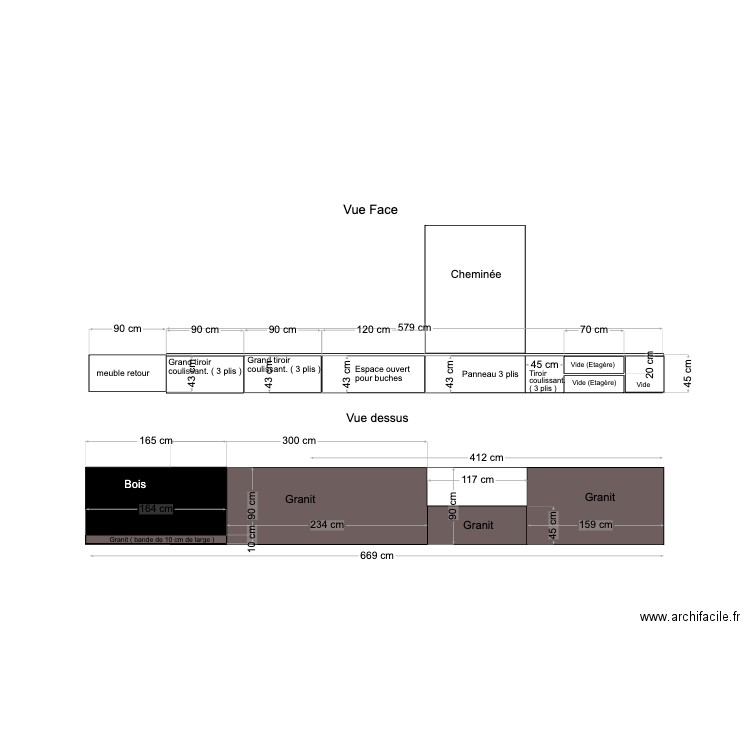 plan meuble salon cheminée. Plan de 0 pièce et 0 m2