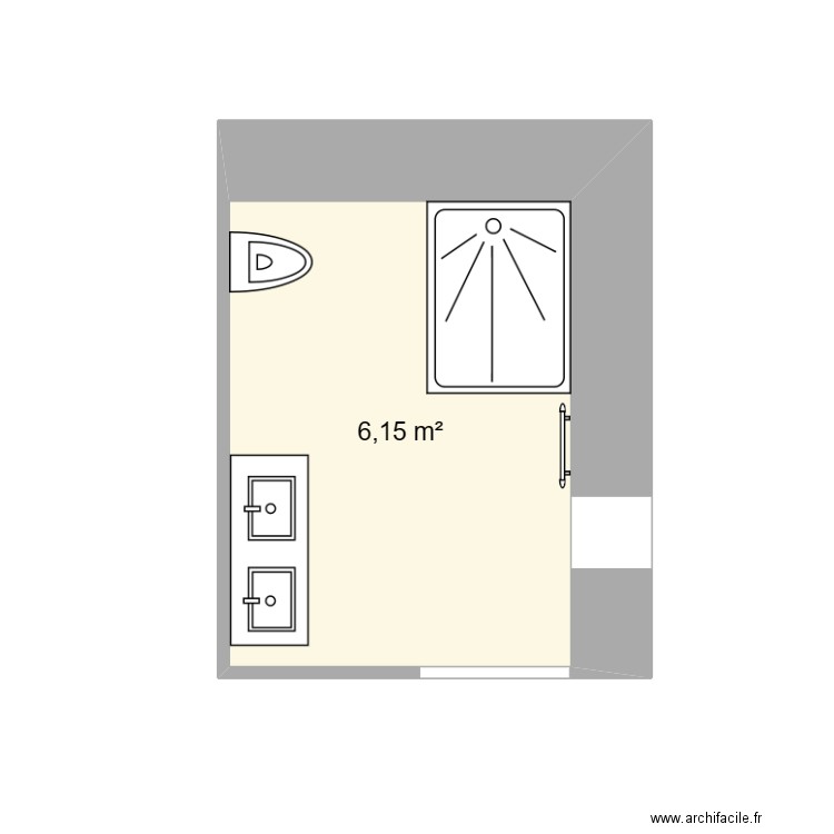 Salle de bain RC. Plan de 1 pièce et 6 m2