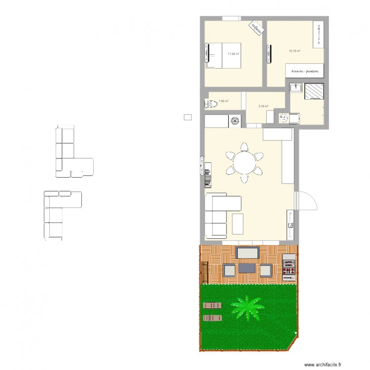 plan appartement detail meuble. Plan de 0 pièce et 0 m2