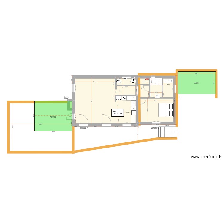 Sailles Maçon. Plan de 7 pièces et 72 m2