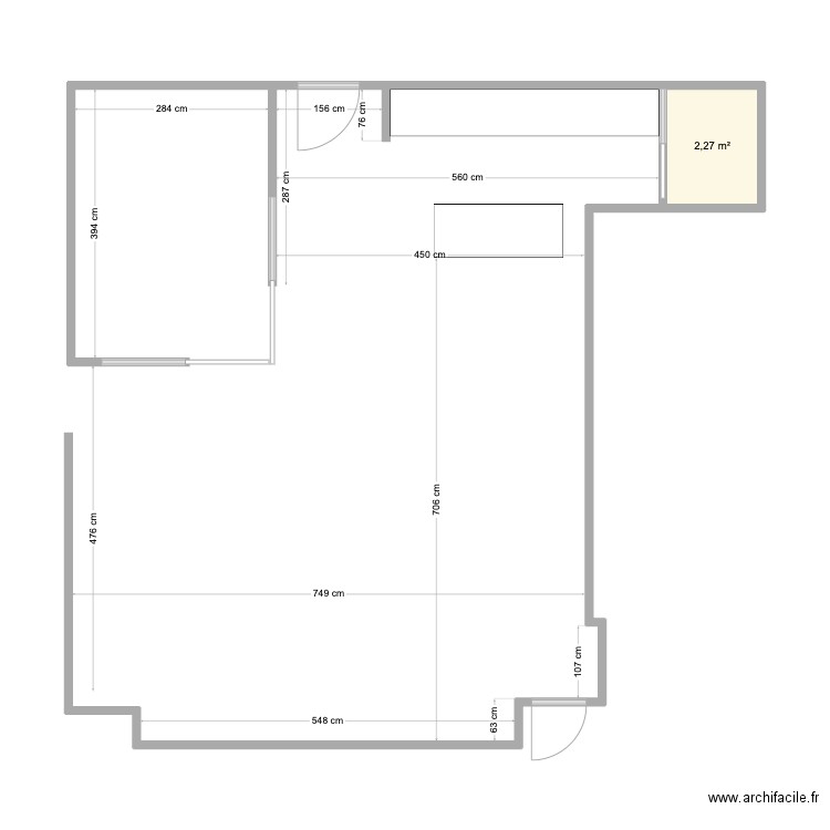 PLAN MARINE PDE LAYOUT OPTION 1. Plan de 1 pièce et 2 m2