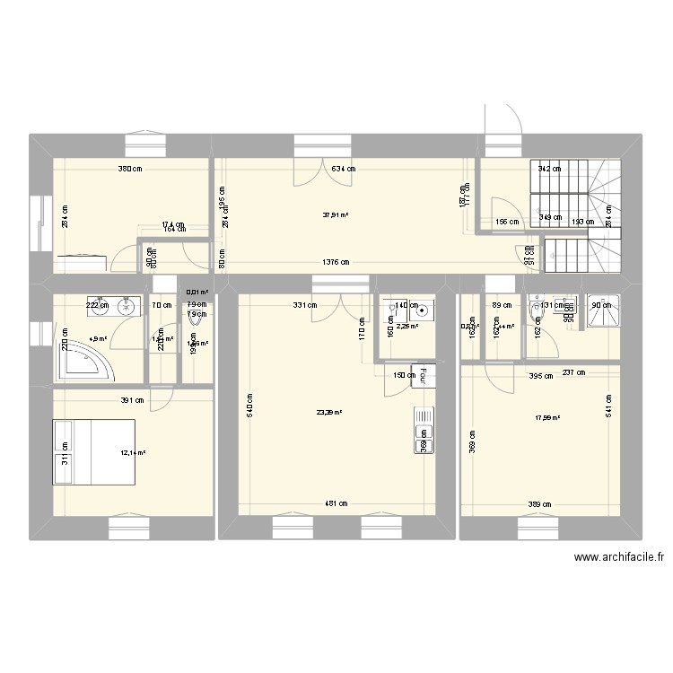 T4 1ER . Plan de 11 pièces et 104 m2