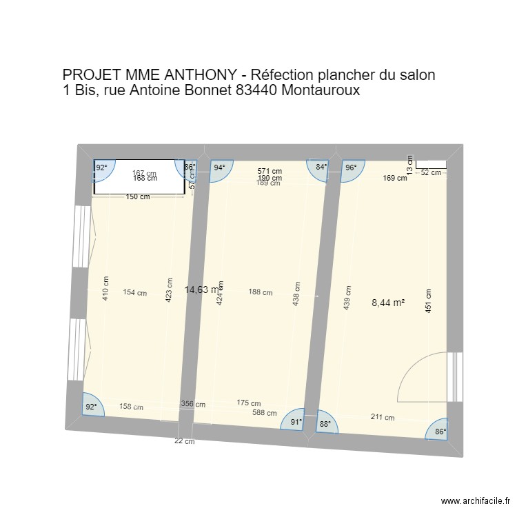 ANTHONY Marie. Plan de 2 pièces et 23 m2