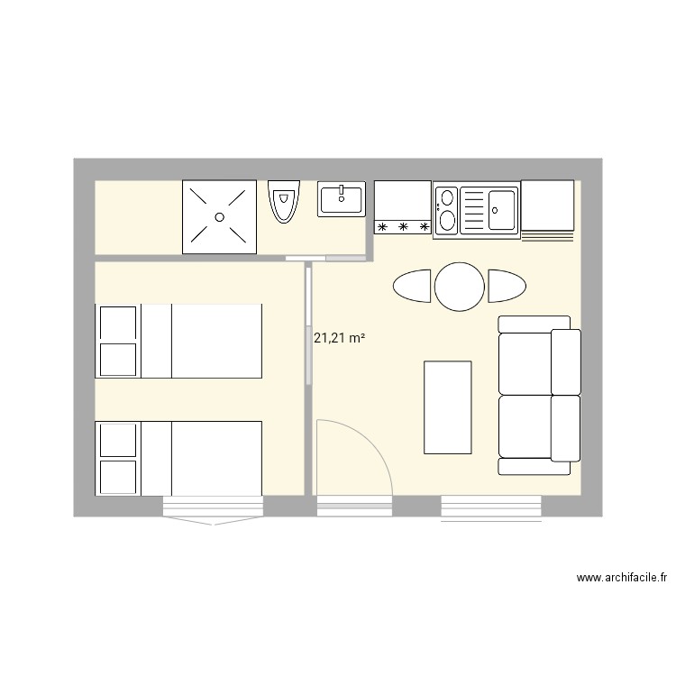 studio 20m2. Plan de 0 pièce et 0 m2