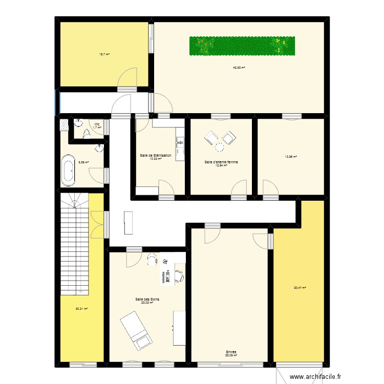 Dentaire. Plan de 11 pièces et 195 m2