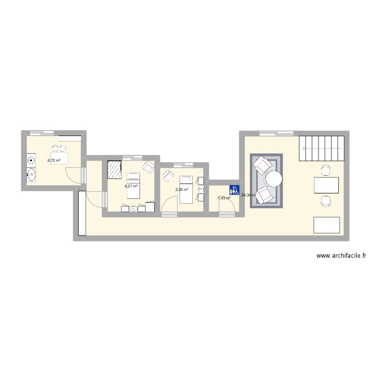 PLAN DE L'INSTITUT DU HAUT ELENA .2. Plan de 5 pièces et 38 m2