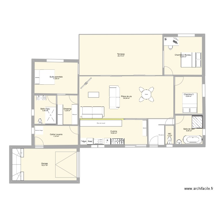 Maison. Plan de 13 pièces et 163 m2