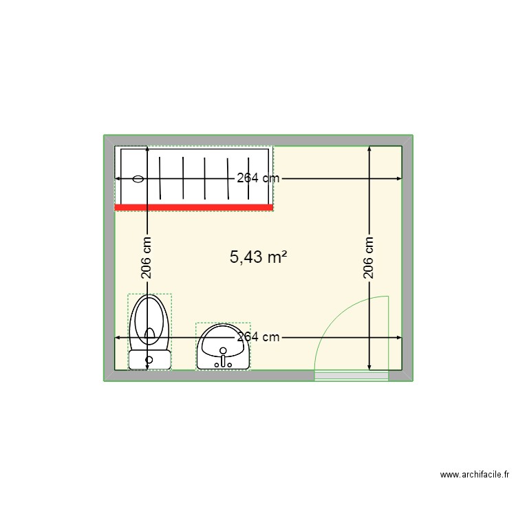 ETAGE SALLE DEAU. Plan de 1 pièce et 5 m2