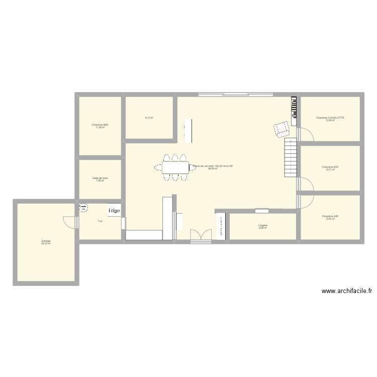 maison 3. Plan de 10 pièces et 188 m2