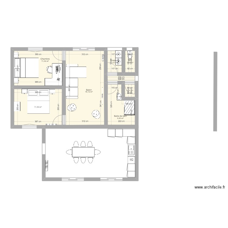 chez moi. Plan de 8 pièces et 52 m2