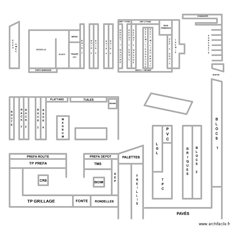 ZONAGE. Plan de 50 pièces et 165 m2