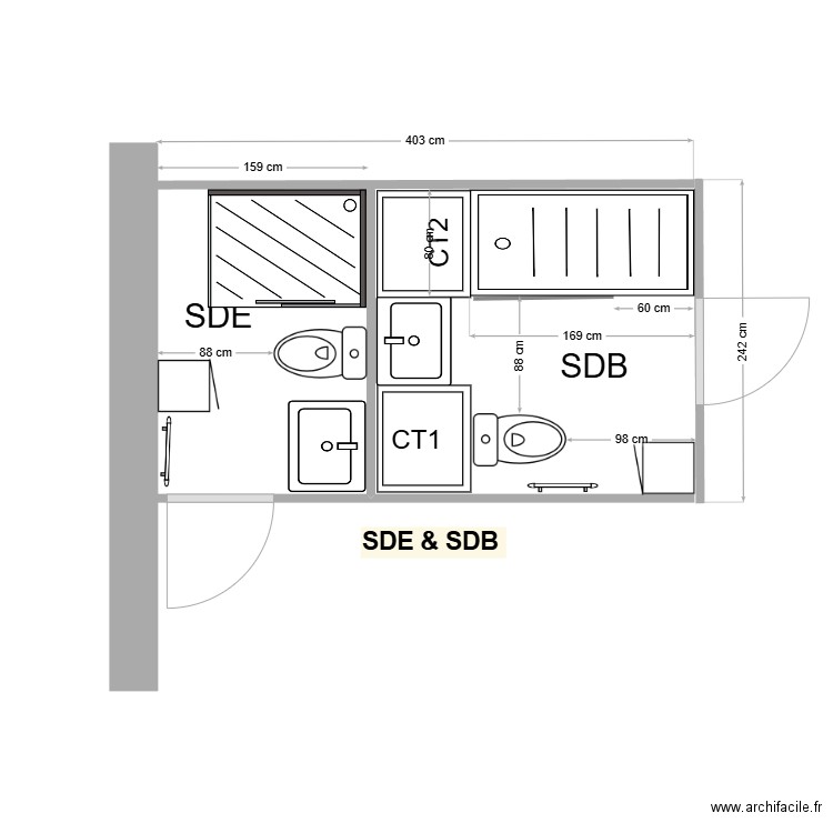 SDE & SDB rev1. Plan de 0 pièce et 0 m2