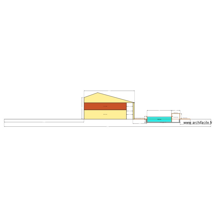 plan de coupe (piscine). Plan de 1 pièce et 8 m2