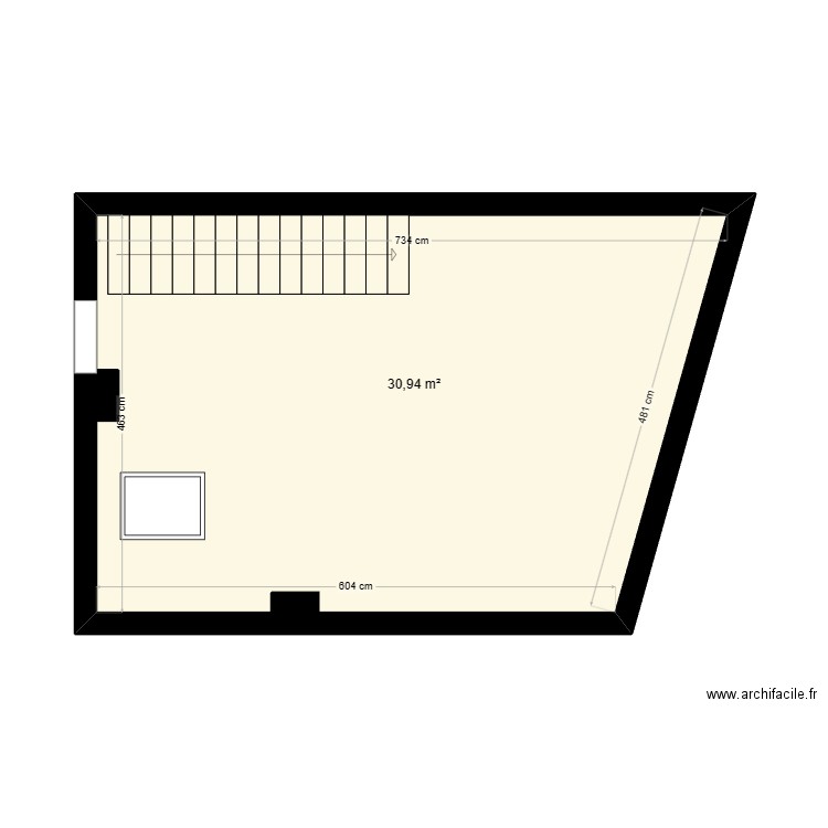 BERGEY  2 éme Etage Existant. Plan de 1 pièce et 31 m2