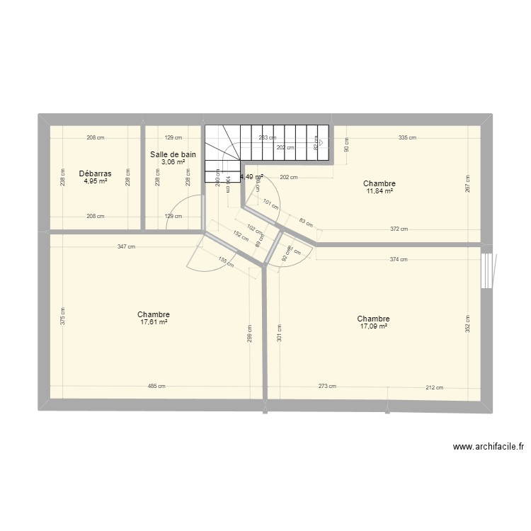 maison 1 etage. Plan de 6 pièces et 59 m2