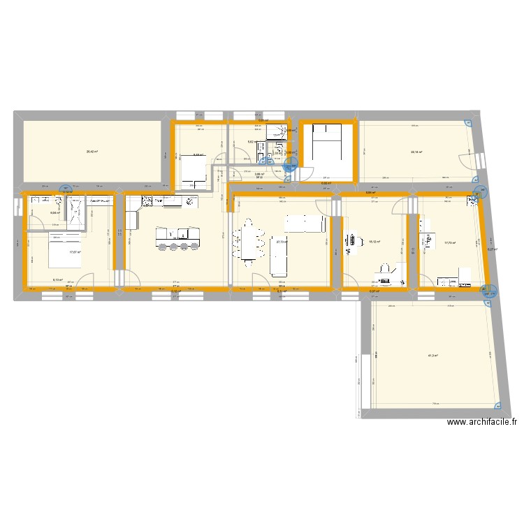 plan Chauveau 6. Plan de 25 pièces et 228 m2