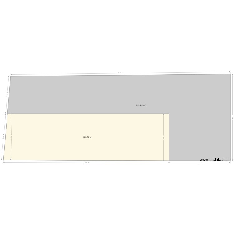 terrain divise 13.5. Plan de 2 pièces et 1560 m2