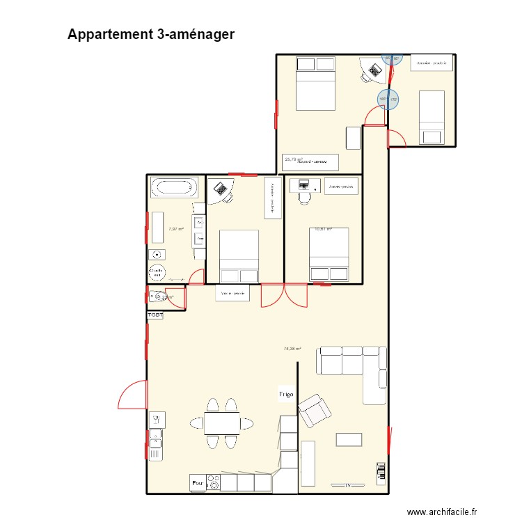 appartement3-F6-aménager-boulangerie. Plan de 5 pièces et 120 m2