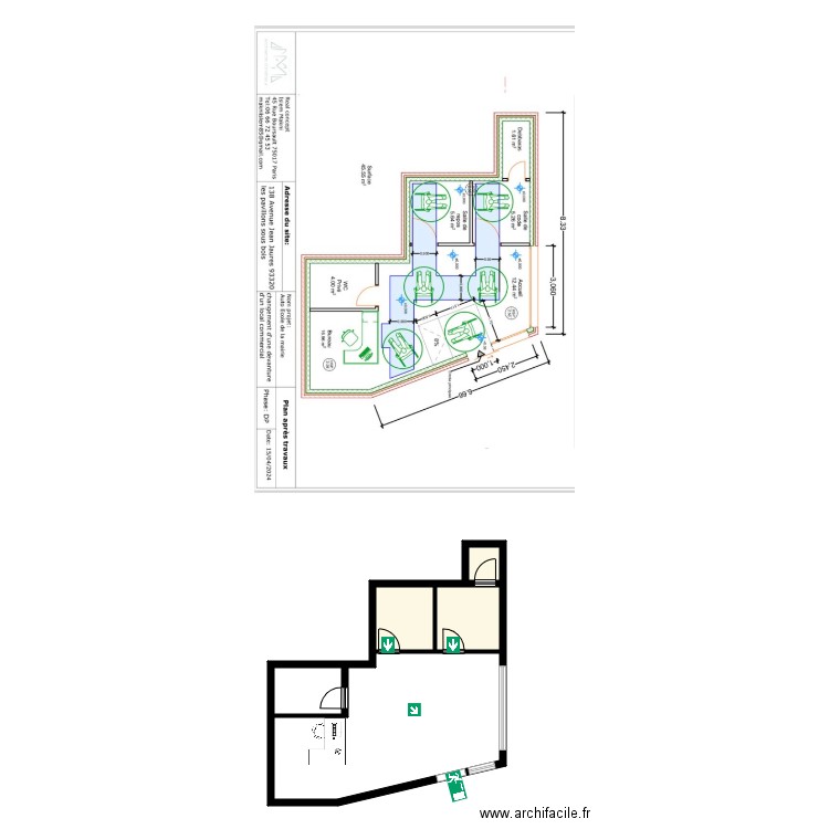 Auto école pavillons sous bois . Plan de 4 pièces et 50 m2