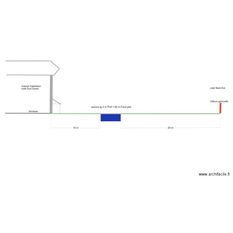 plan de coupe suivant SO/NE. Plan de 0 pièce et 0 m2