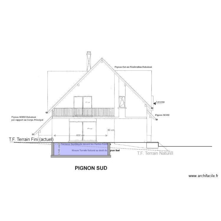 DP3 Plan en coupe piscine 49B Kreyenbach Guebwiller Pignon Sud. Plan de 0 pièce et 0 m2