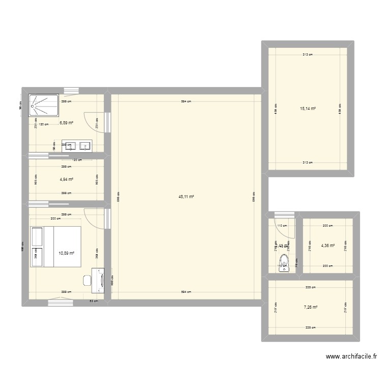 Projet 100m2 SPar 2ch. Plan de 8 pièces et 100 m2